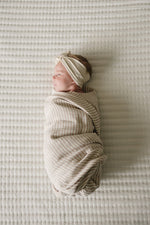Mebie Baby Taupe Stripe Muslin Swaddle Blanket - 