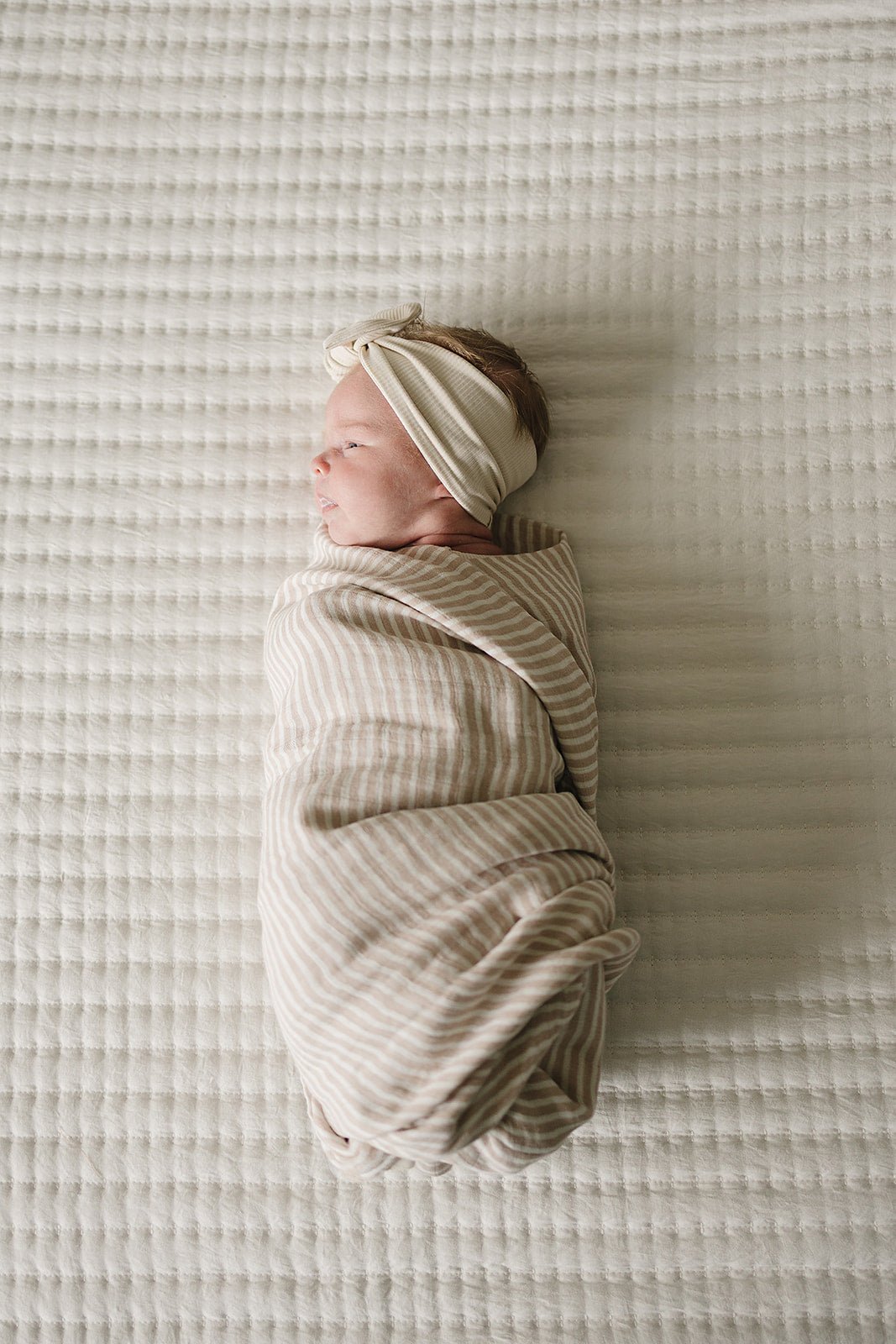 Mebie Baby Taupe Stripe Muslin Swaddle Blanket - 