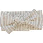 Mebie Baby Taupe Stripe Ribbed Bamboo Baby Head Wrap For Gentle Skin - 