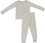 Taupe Stripe Ribbed Bamboo Cozy Set - Sleeve, White, Pajamas, Nightwear, Active Pants | Everetts Place