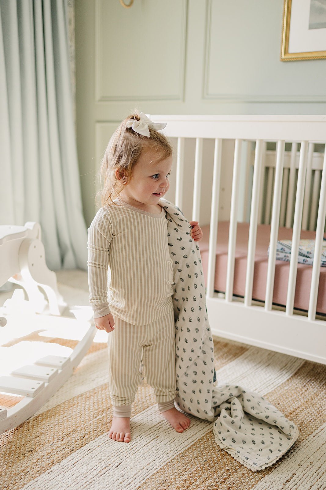 Mebie Baby Taupe Stripe Ribbed Bamboo Cozy SetEveretts Place