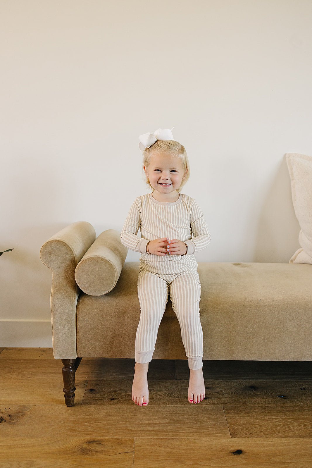 Mebie Baby Taupe Stripe Ribbed Bamboo Cozy SetEveretts Place