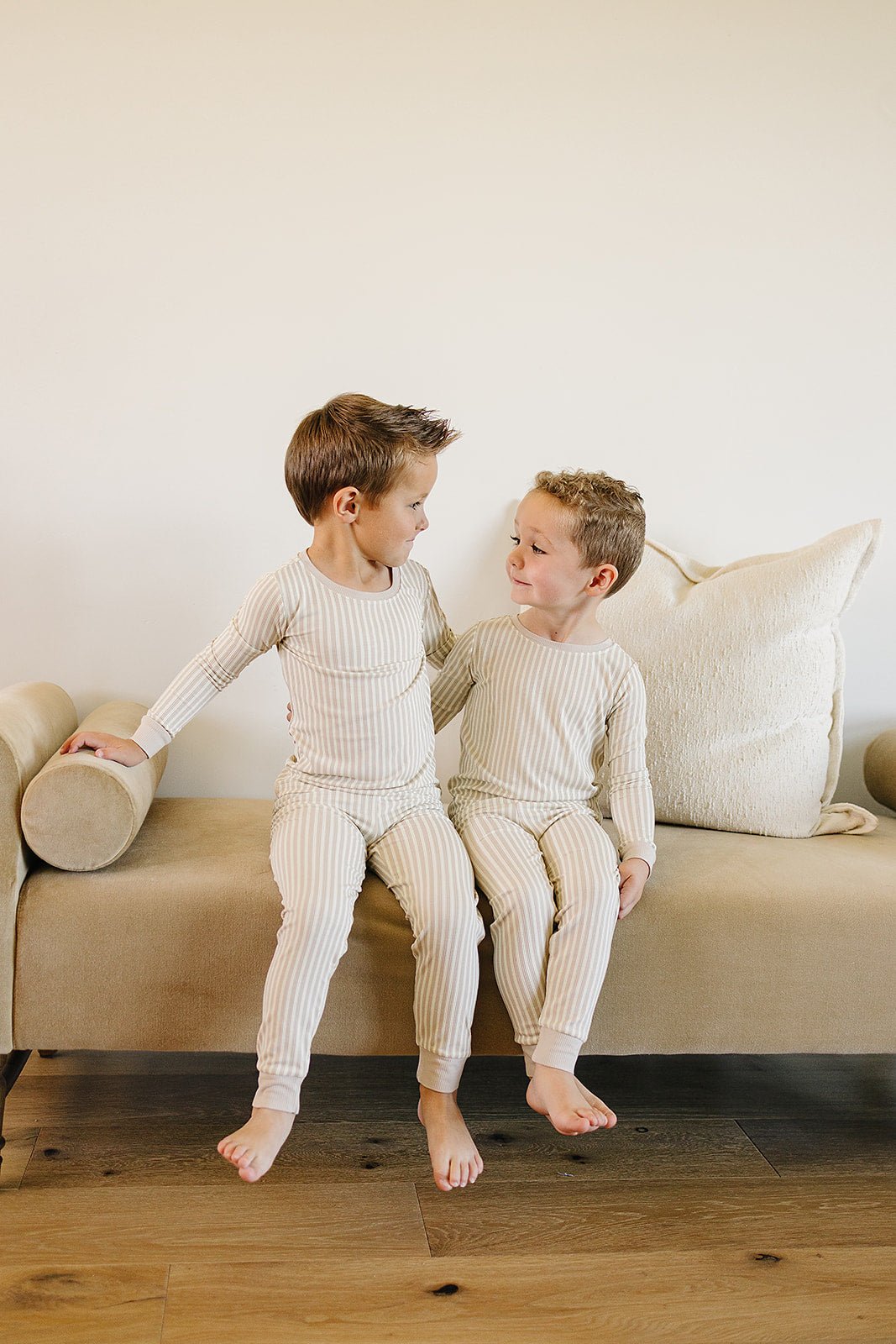 Mebie Baby Taupe Stripe Ribbed Bamboo Cozy Set - 