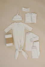 Mebie Baby Taupe Stripe Ribbed Bamboo Head WrapEveretts Place