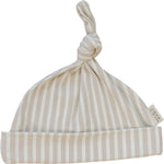 Mebie Baby Taupe Stripe Ribbed Bamboo Newborn Knot Hat - 