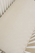 Mebie Baby Taupe Stripe Ribbed Bamboo Stretch Crib Sheet - 