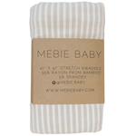 Mebie Baby Taupe Stripe Ribbed Bamboo Stretch Swaddle - 