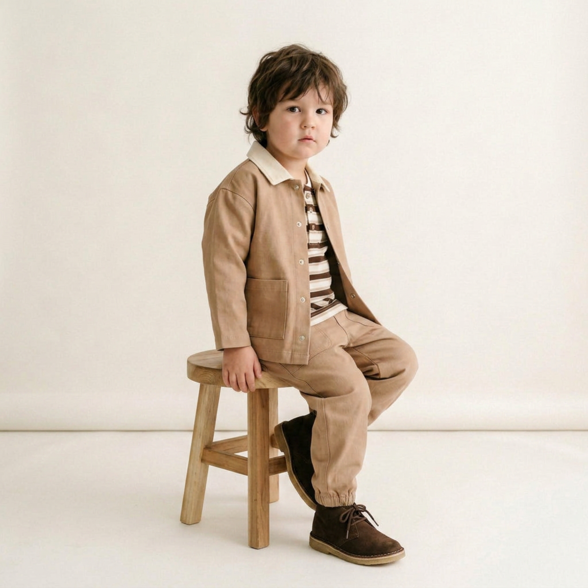 Organic Twill Button Jacket - Taupe by Makemake Organics