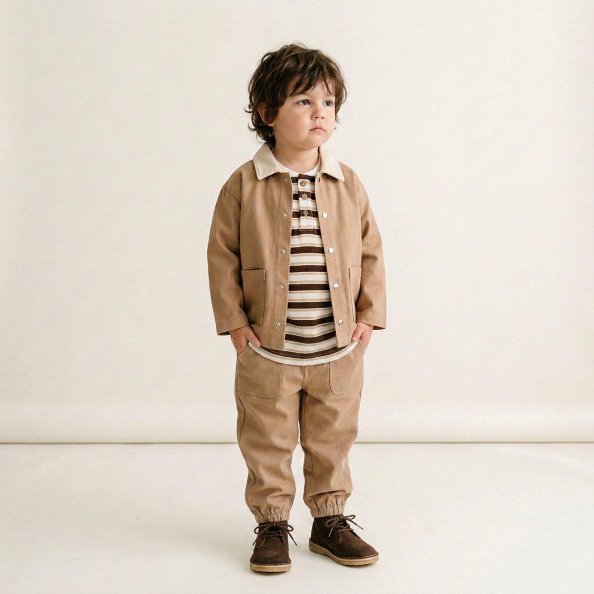 Organic Twill Button Jacket - Taupe by Makemake Organics