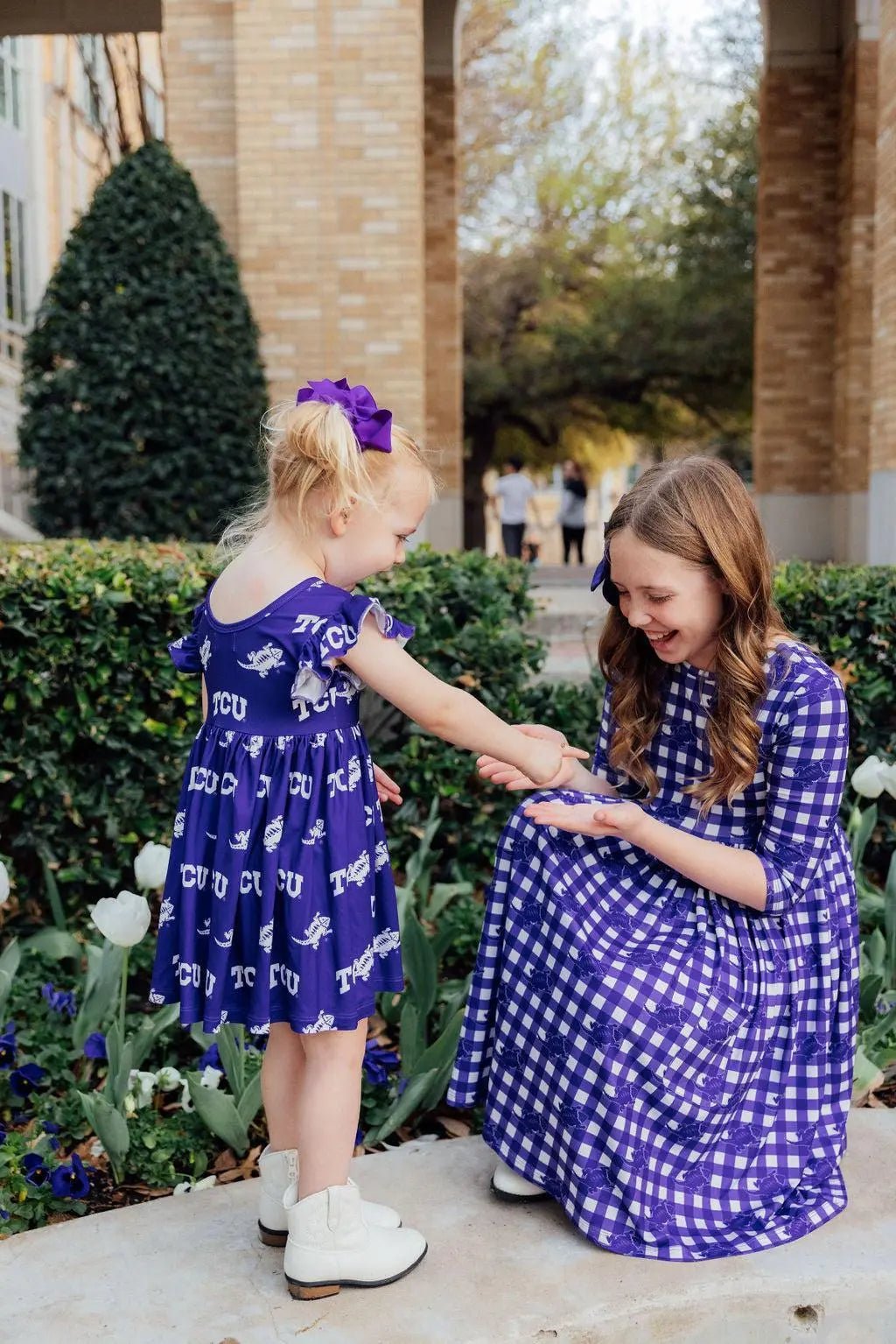Mila & Rose ® TCU Plaid Frog 3/4 Sleeve Pocket Twirl Dress - 