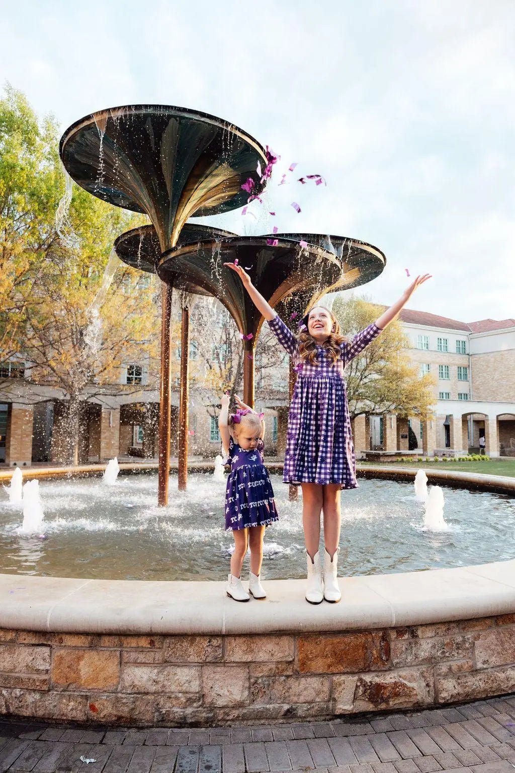Mila & Rose ® TCU Plaid Frog 3/4 Sleeve Pocket Twirl Dress - 