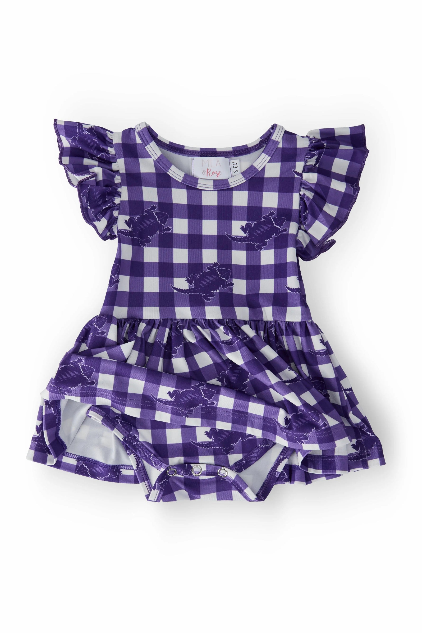Mila & Rose ® TCU Plaid Frog Flutter Twirl Bodysuit - 