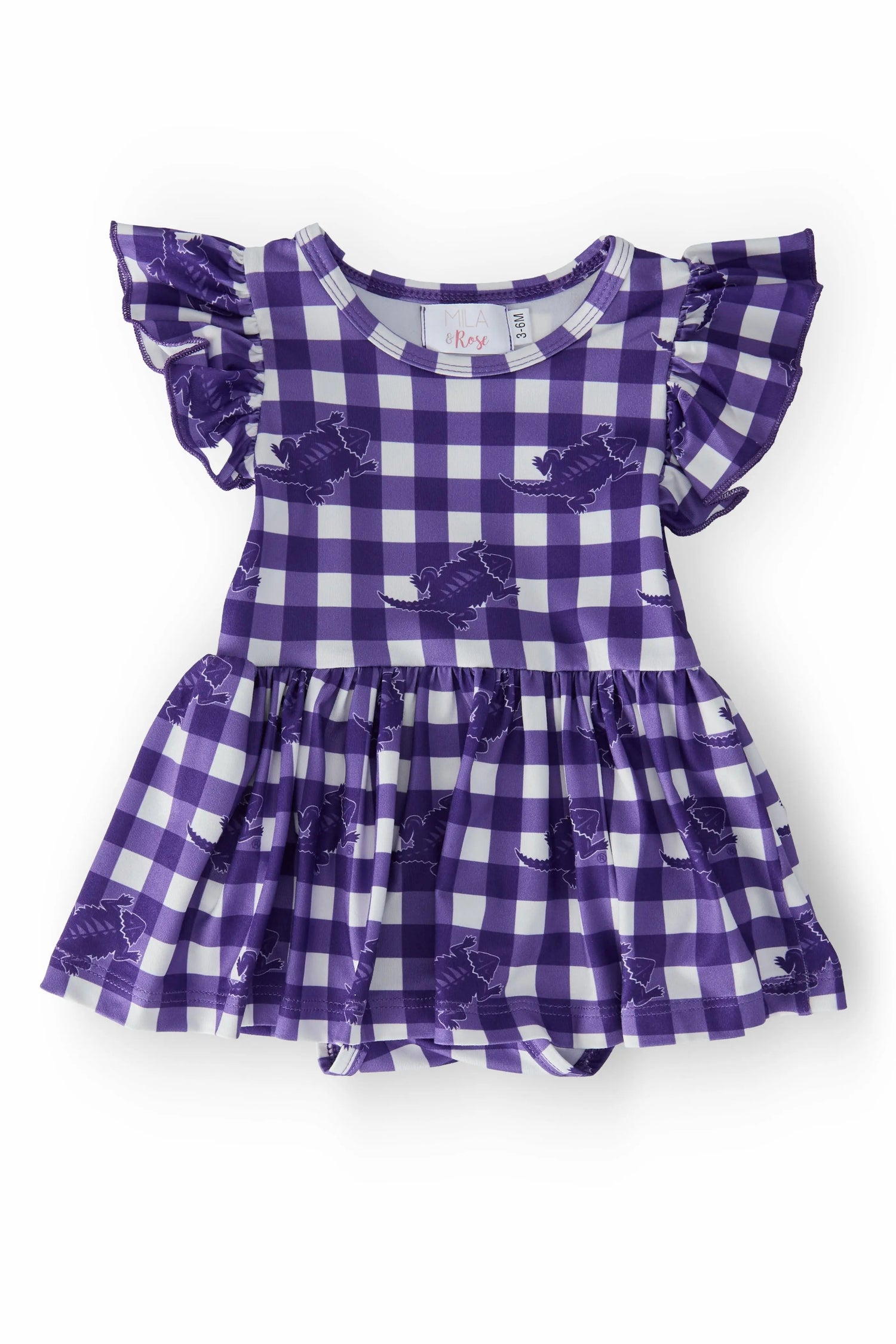 Mila & Rose ® TCU Plaid Frog Flutter Twirl Bodysuit - 