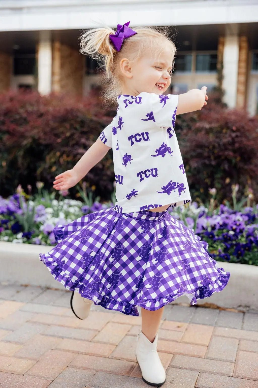 Mila & Rose ® TCU Plaid Frog Ruffle Twirl Skort - 