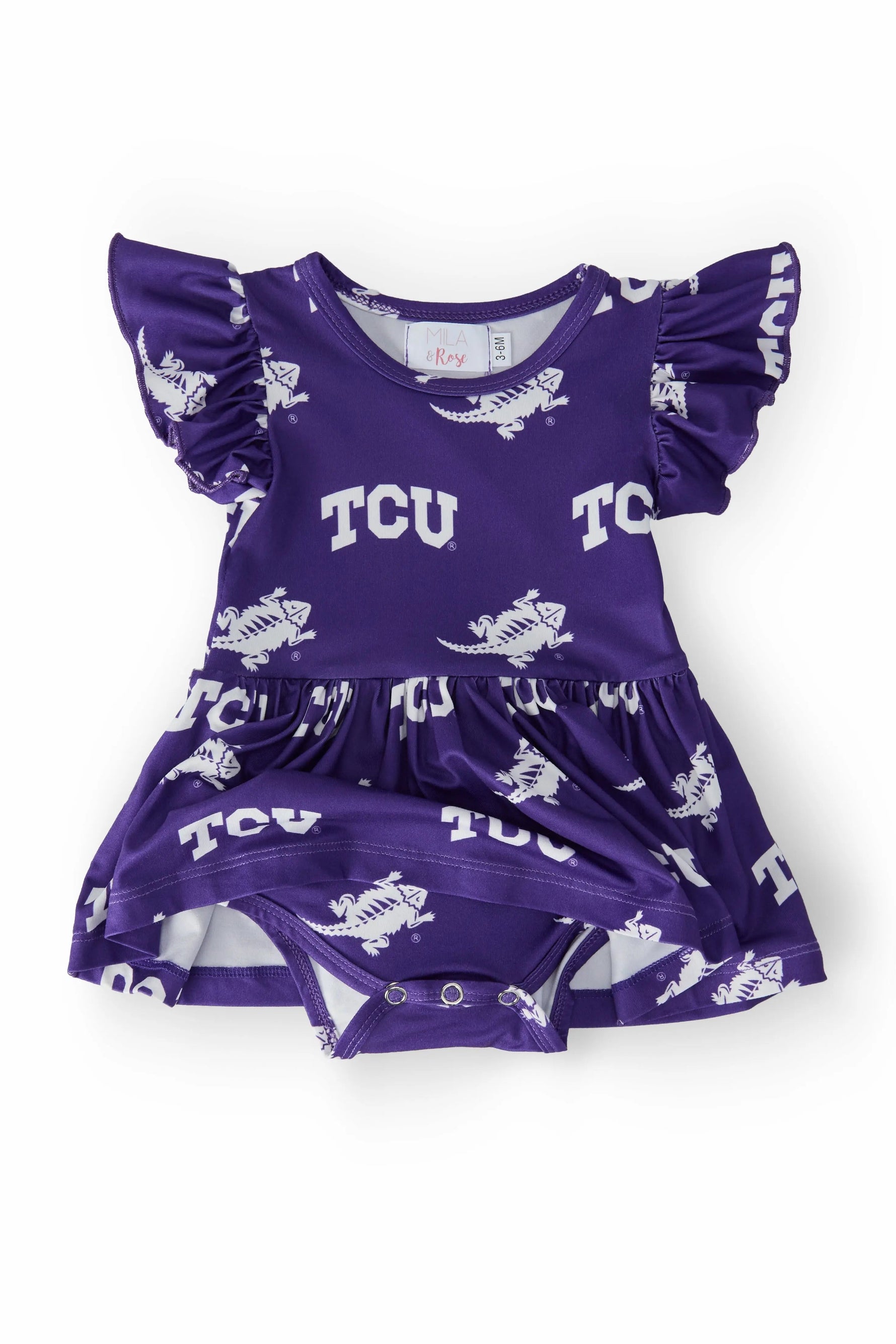 Mila & Rose ® TCU Purple Frog Flutter Twirl Bodysuit - 