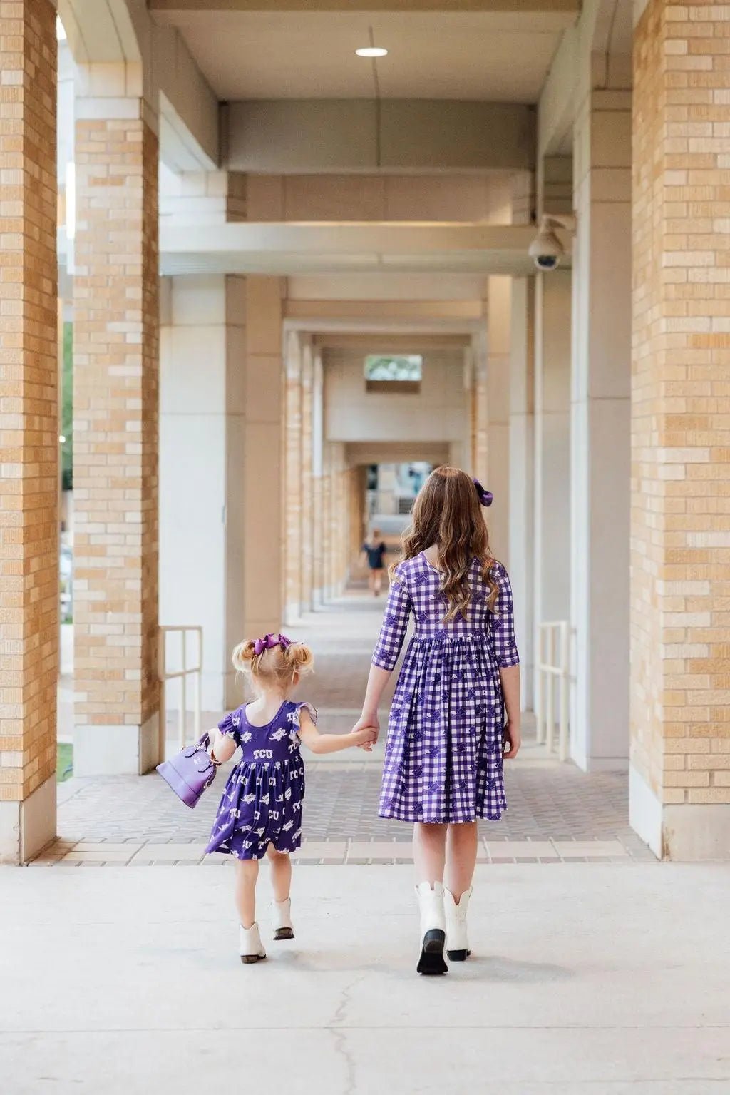 Mila & Rose ® TCU Purple Frog Flutter Twirl Dress For Girls Game Day Spirit Day - 