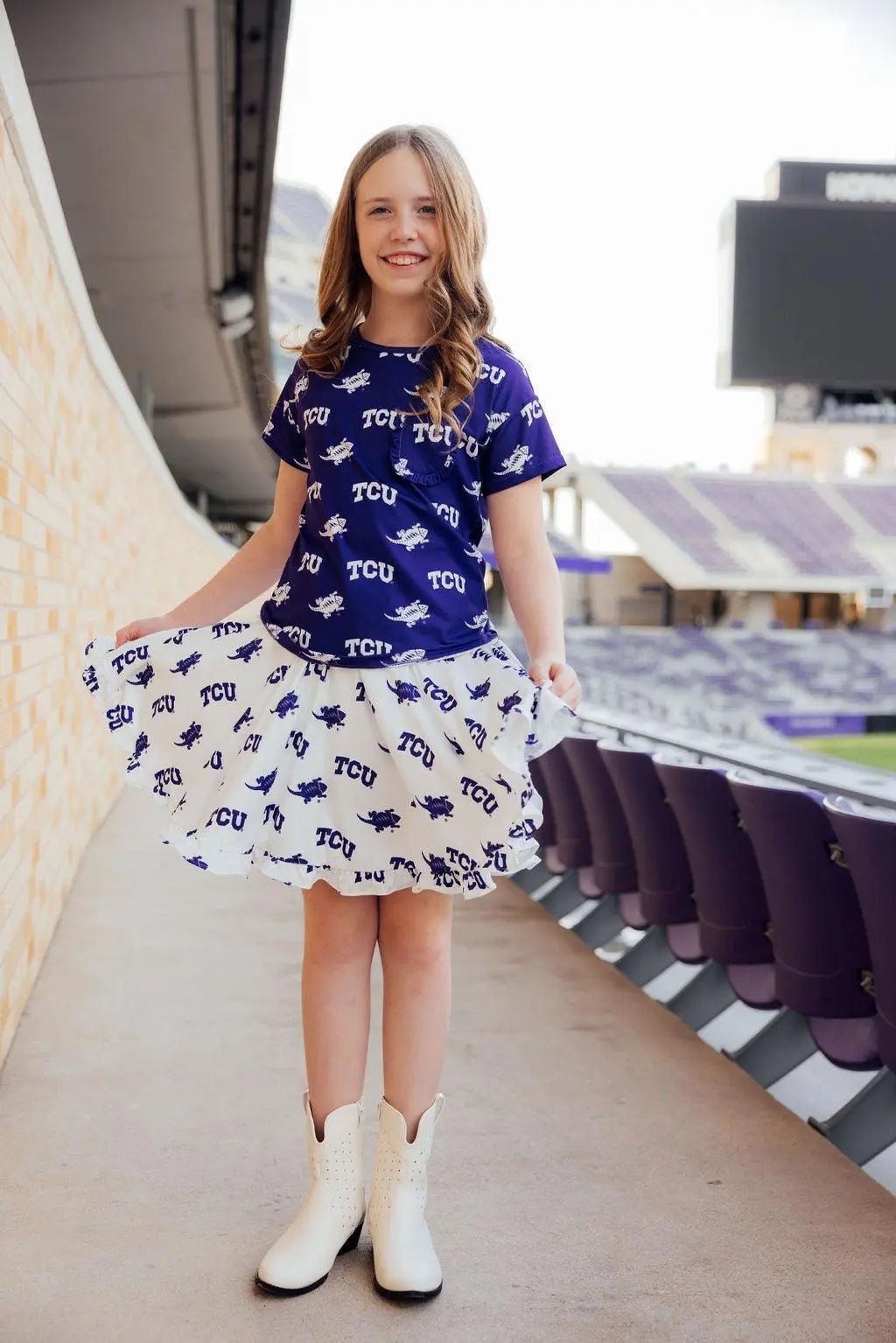 Mila & Rose ® TCU Purple Frog Ruffle Pocket Tee - 
