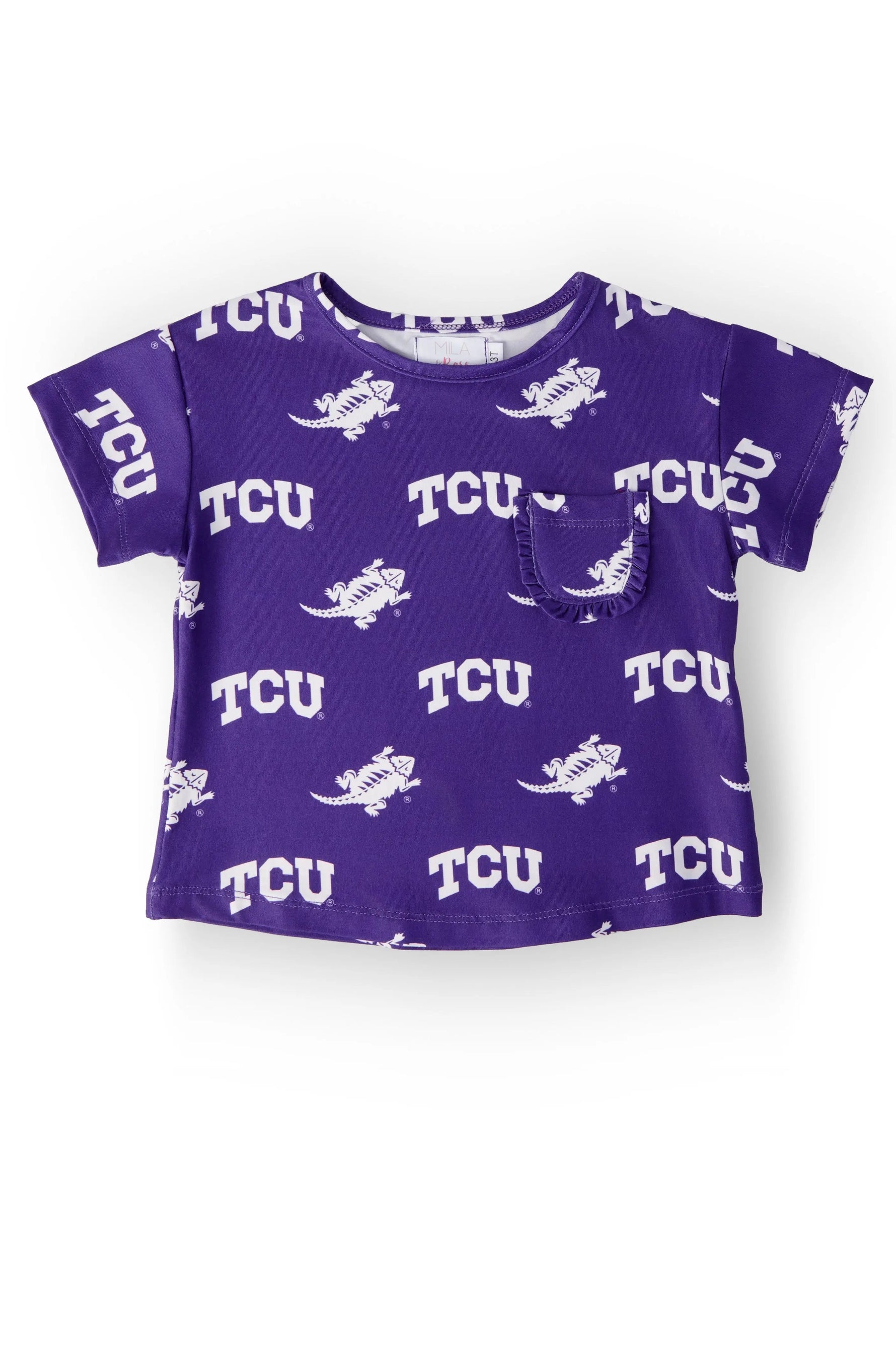 TCU Purple Frog Ruffle Pocket Tee - Baby & Toddler Clothing, Active Shirt, Top | Everetts Place