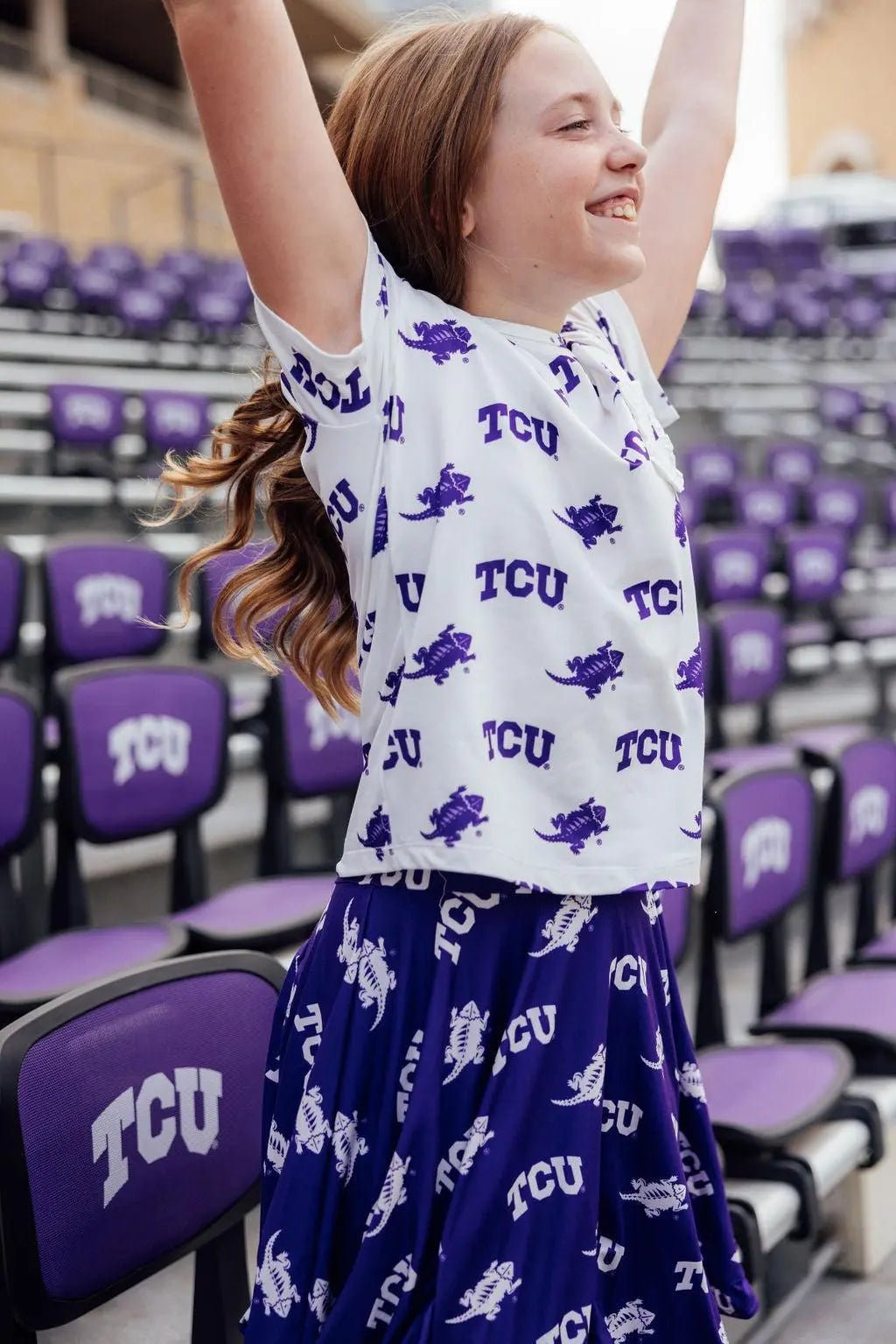 Mila & Rose ® TCU Purple Frog Ruffle Twirl Skort - 