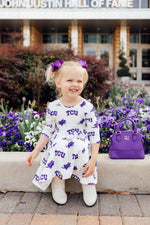 Mila & Rose ® TCU White Frog 3/4 Sleeve Pocket Twirl Dress - 