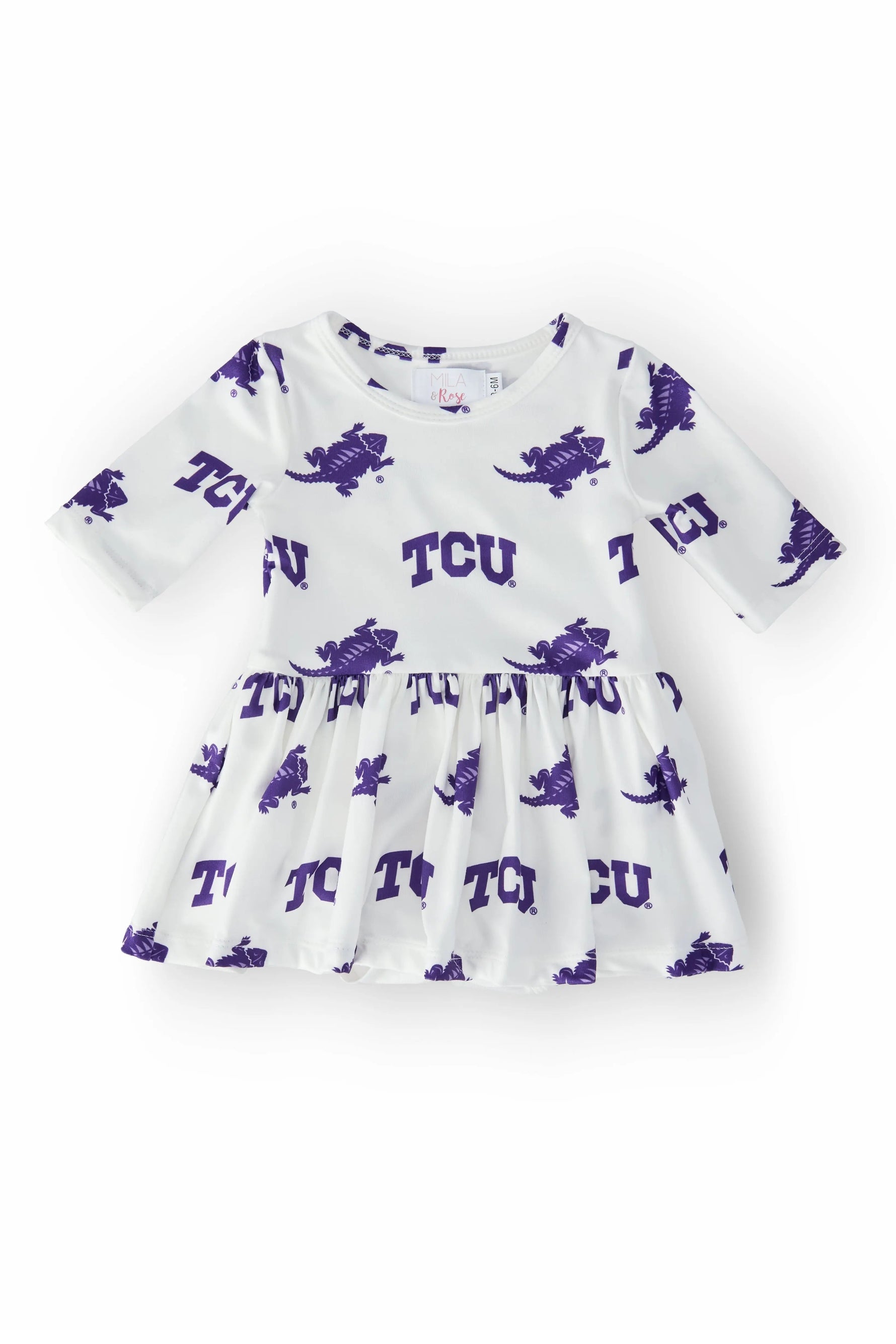 Mila & Rose ® TCU White Frog 3/4 Sleeve Twirl Bodysuit - 