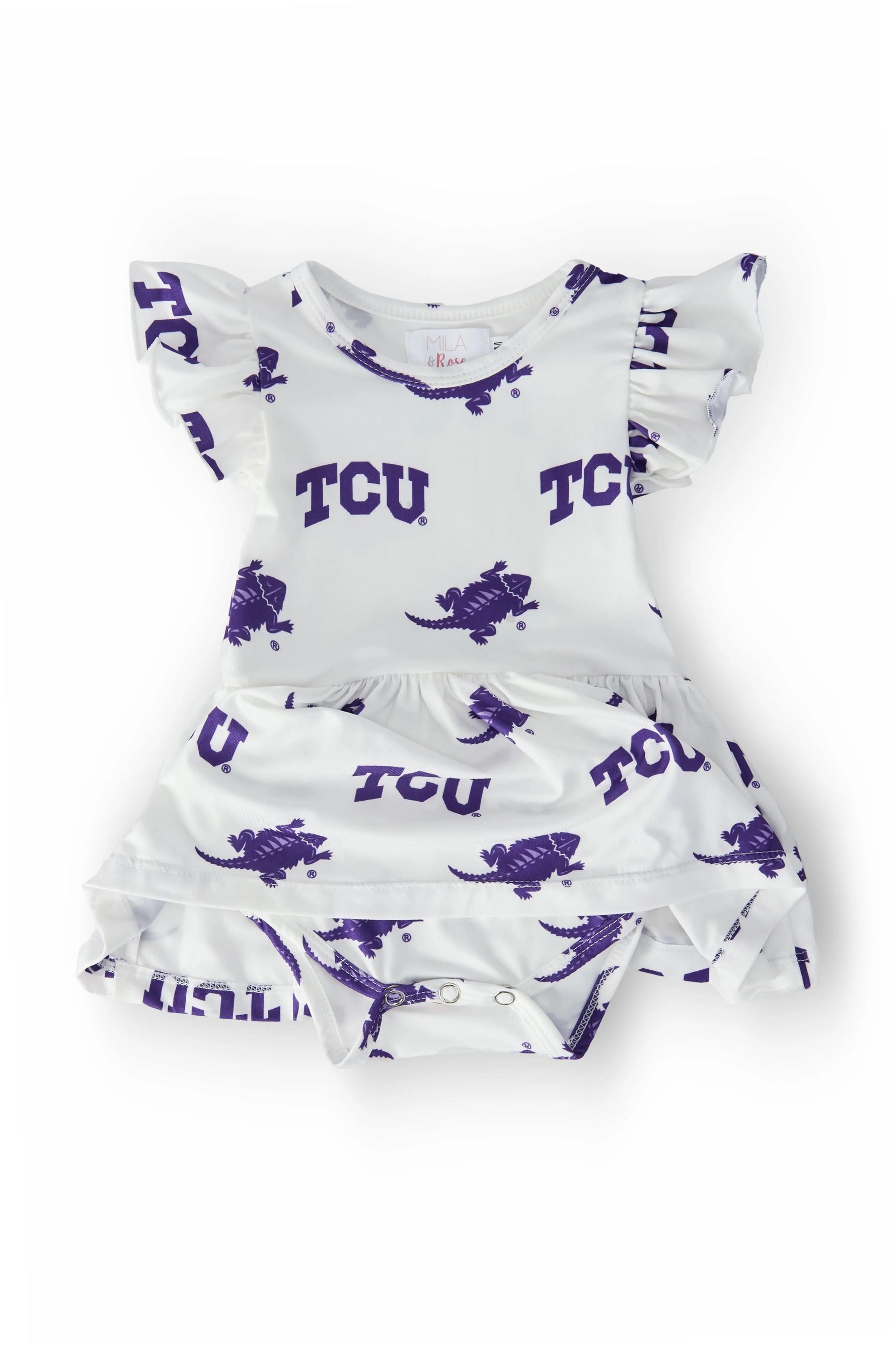Mila & Rose ® TCU White Frog Flutter Twirl Bodysuit - 