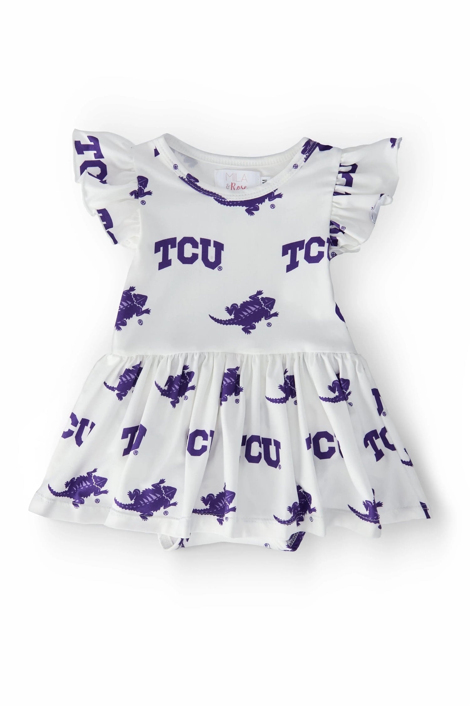 Mila & Rose ® TCU White Frog Flutter Twirl Bodysuit - 