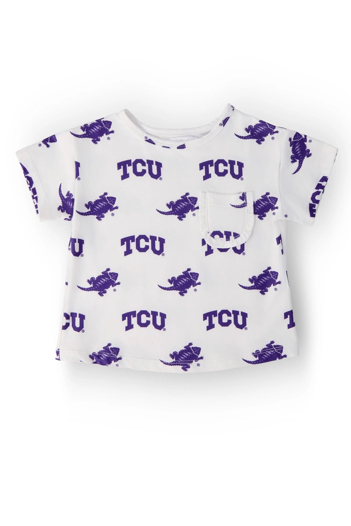 TCU White Frog Ruffle Pocket Tee - Baby & Toddler Clothing, Active Shirt, Top | Everetts Place