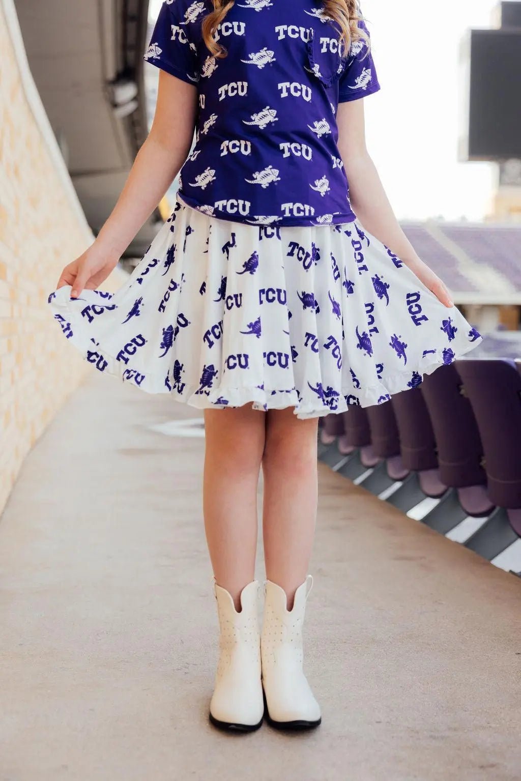 Mila & Rose ® TCU White Frog Ruffle Twirl Skort - 