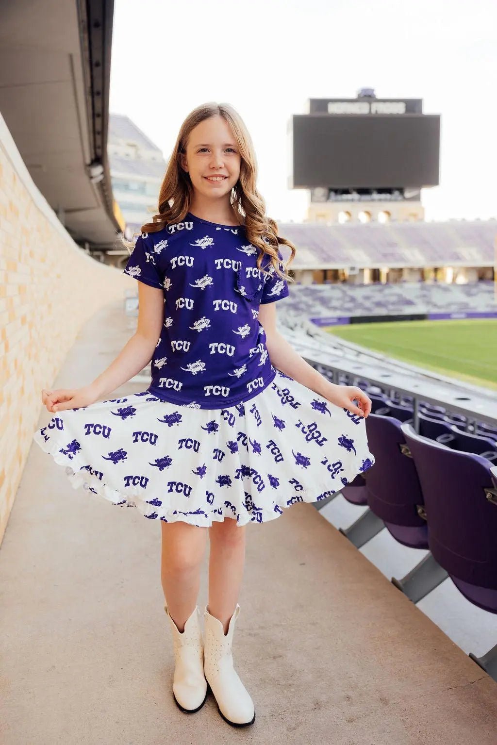 Mila & Rose ® TCU White Frog Ruffle Twirl Skort - 