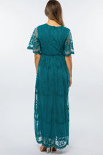 PinkBlush Teal Lace Mesh Overlay Maternity Maxi Dress - 