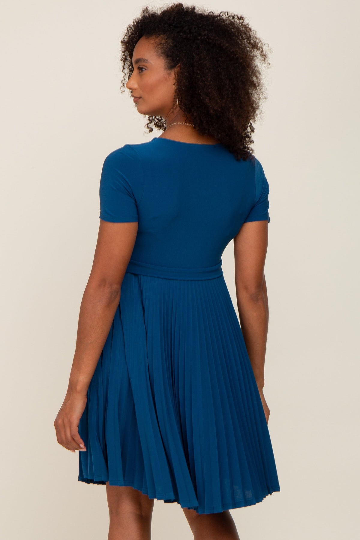 PinkBlush Teal Pleated Maternity/Nursing Dress