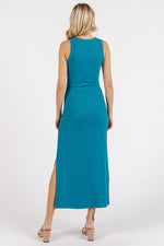 PinkBlush Teal Ribbed Side Slit Tank Dress