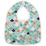 Texas Tushies Teal Scales Adjustable Flip Bib with Food Catching Pocket for Toddlers - 