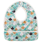 Texas Tushies Teal Scales Adjustable Flip Bib with Food Catching Pocket for Toddlers - 