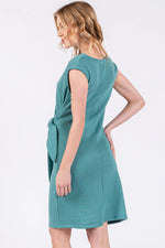 PinkBlush PinkBlush Teal Terry Knit Gathered Waist Dress with Rounded Neckline for Women - Apparel & Accessories > Clothing > Dresses Apparel & Accessories > Clothing > Dresses