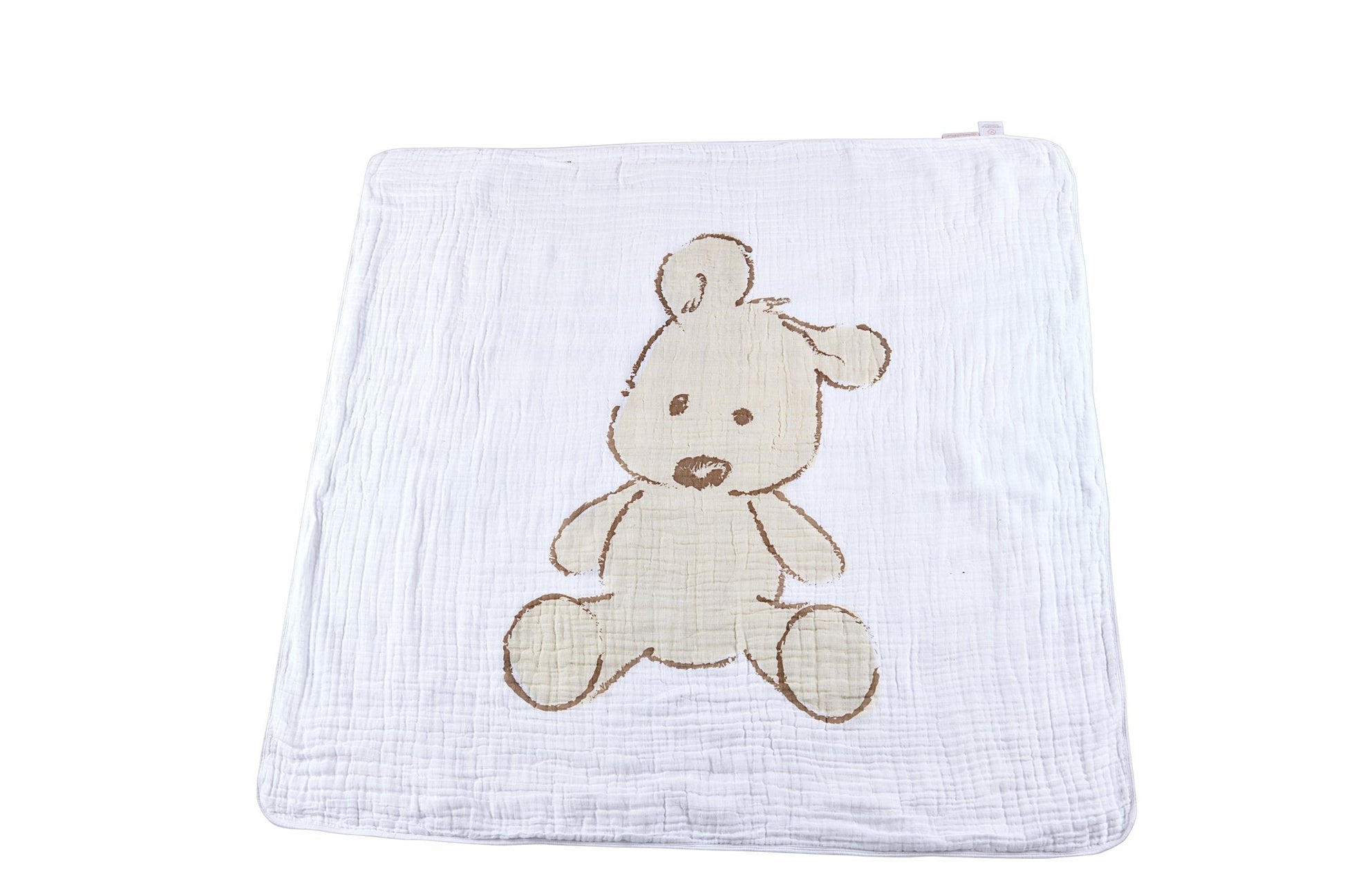 Teddy Bear Plaid Cotton Muslin Blanket for Kids Cozy Soft Breathable Four Layer Design Newcastle Classics