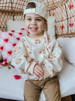 Little Joy Co. Teddy Bear Hearts Crewneck Sweatshirt - 
