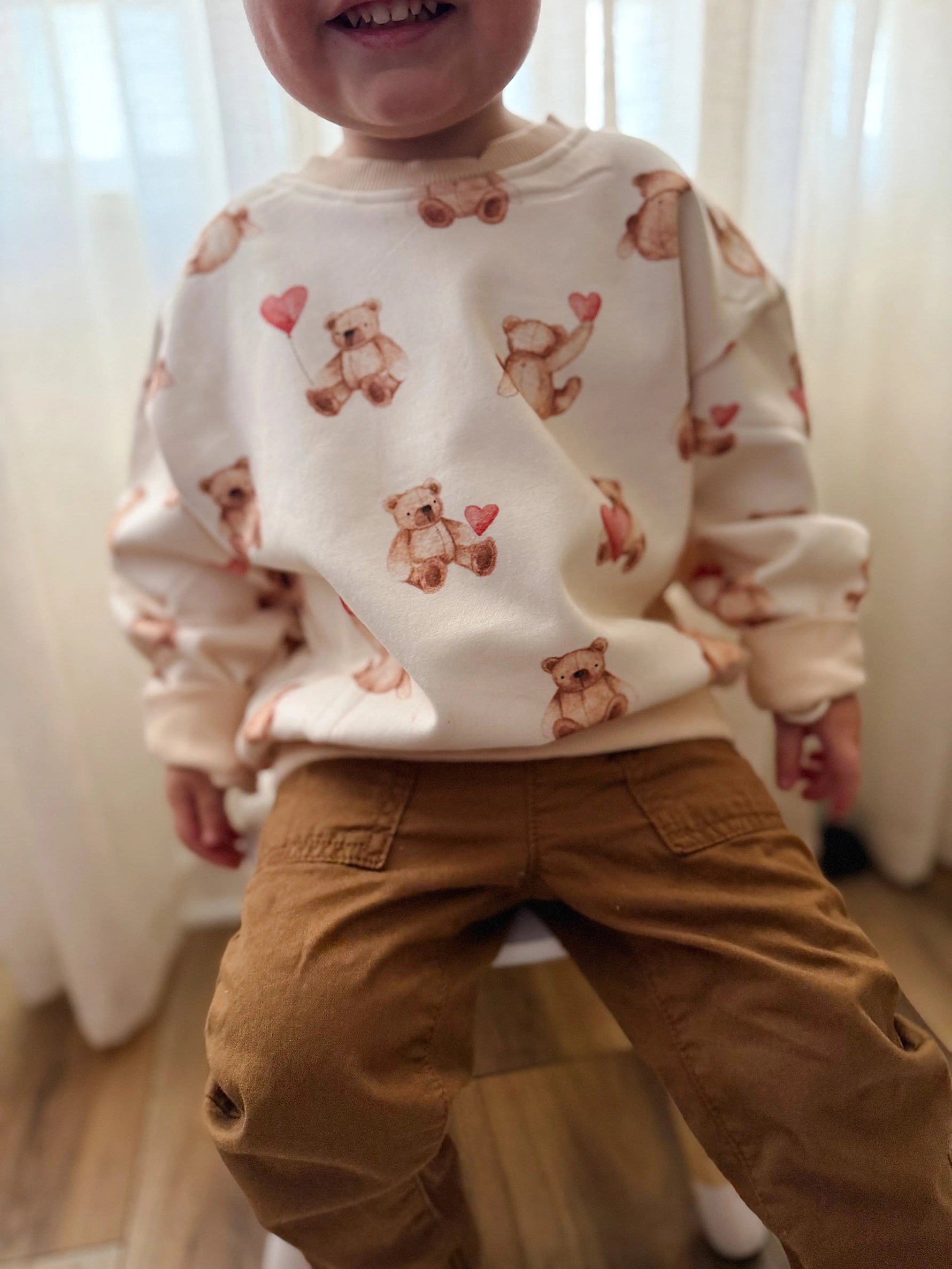 Little Joy Co. Teddy Bear Hearts Crewneck Sweatshirt - 