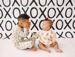 Little Joy Co. Teddy Bear Hearts Plaid Sweatshirt Romper for Baby and Toddler - 