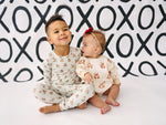 Little Joy Co. Teddy Bear Hearts Plaid Sweatshirt Romper for Baby and Toddler - 