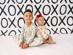 Little Joy Co. Teddy Bear Hearts Plaid Sweatshirt Romper for Baby and Toddler - 