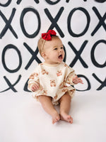 Little Joy Co. Teddy Bear Hearts Plaid Sweatshirt Romper for Baby and Toddler - 