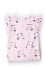 Tee Time S/S Ruffle Tee - Sleeve, White, Baby & Toddler Clothing, Pink, Active Shirt | Everetts Place