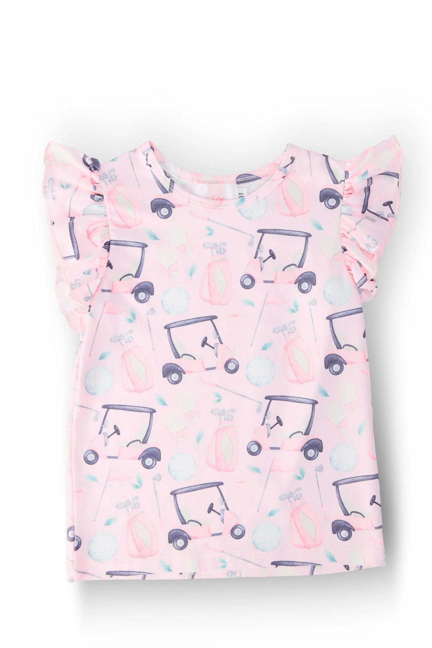 Tee Time S/S Ruffle Tee - Sleeve, White, Baby & Toddler Clothing, Pink, Active Shirt | Everetts Place