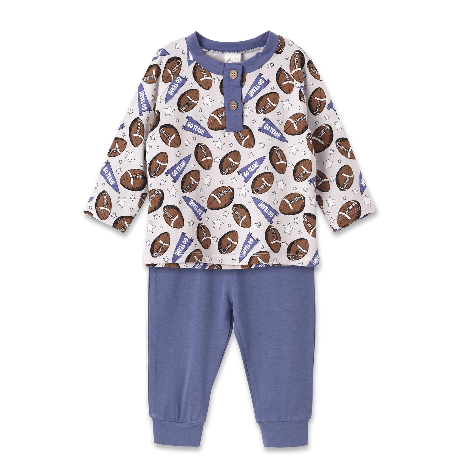 Baby Boy Football Outfit – Bamboo Henley Shirt & Pants Set by Tesa Babe (view 2 of 2)