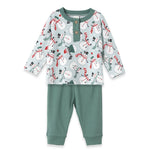 Christmas Snowmen Baby Boy's Bamboo Henley Top & Pants by Tesa Babe