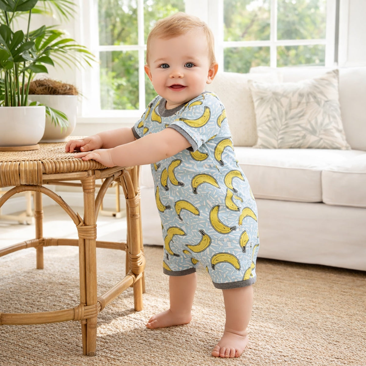 Tesa Babe Tesa Babe Bamboo Shorty Romper With Banana Print For Baby BoysEveretts Place