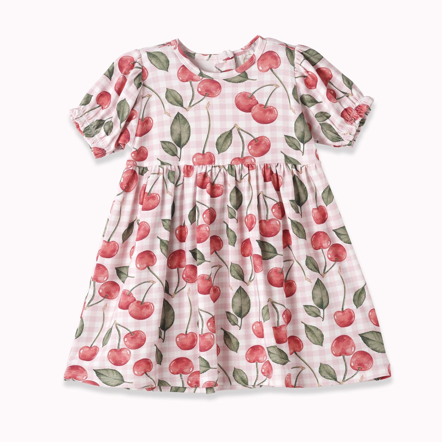 Tesa Babe Tesa Babe Cherry Print Dress With Bamboo Spandex And Puff Sleeves For ToddlersEveretts Place