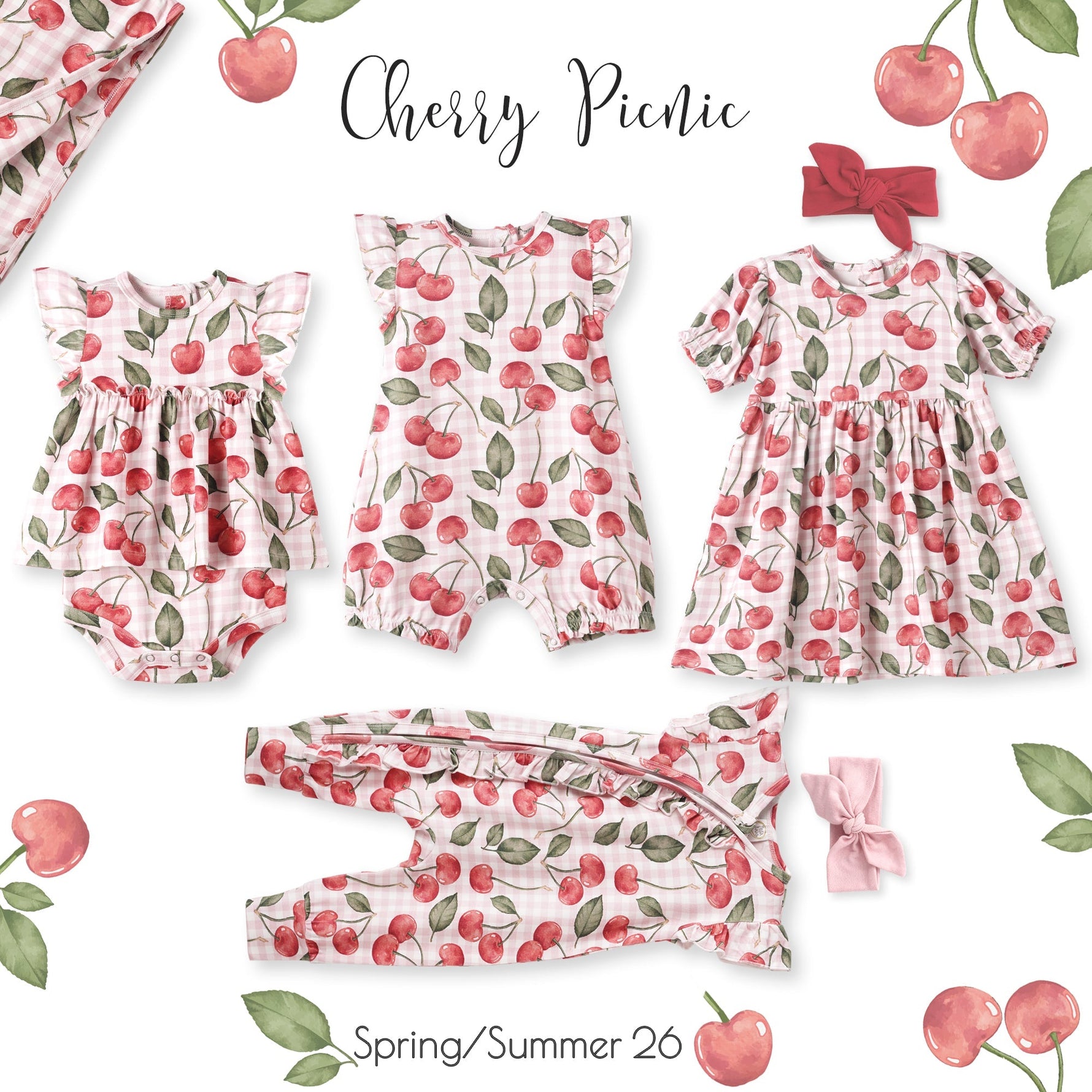 Tesa Babe Tesa Babe Cherry Print Dress With Bamboo Spandex And Puff Sleeves For ToddlersEveretts Place